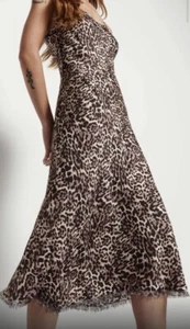 Nation LTD Large Sofia Animal Print Midi Slip Dress Raw Hem - Bild 1 von 9