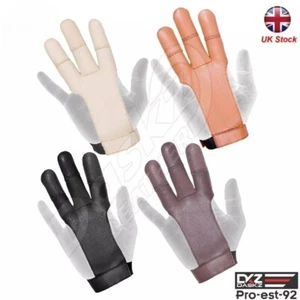 Archery leather 3 finger glove beige brown black dark brown shooting glove - Picture 1 of 27