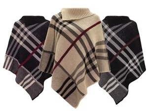 New Ladies Women Poncho Shawl Top Cardigan Winter Jacket Hoodie Scarves Cap  - Picture 1 of 5