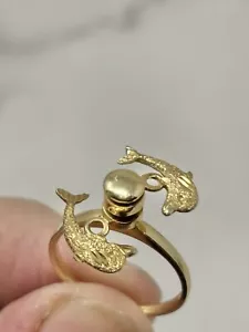 14 Karat Gold Delphin Kinetischer Spinner Ring Größe 7 Bewegungen - Bild 1 von 10
