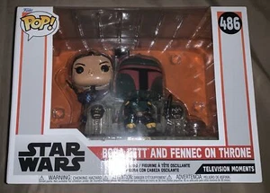 Funko Pop! Star Wars TV Moments The Mandalorian Boba Fett Fennec on Throne Vinyl - Picture 1 of 7