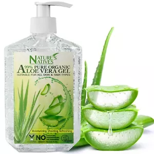 Pure 99% Organic Aloe Vera Gel Made From Freshly Cut Aloe For Face, Hair, Skin - Picture 1 of 7