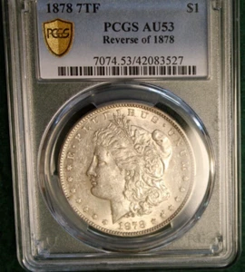 1878 7TF DOLLARO MORGAN PCGS Classificato AU53, bellissimo 1° anno morgan - Foto 1 di 10