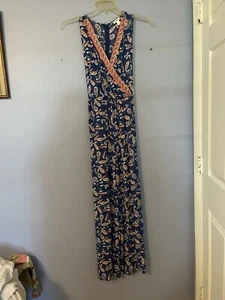 Westport Romper Jumpsuit Size 8 Blue Paisley BOHO Sleeveless LONG - Picture 1 of 7