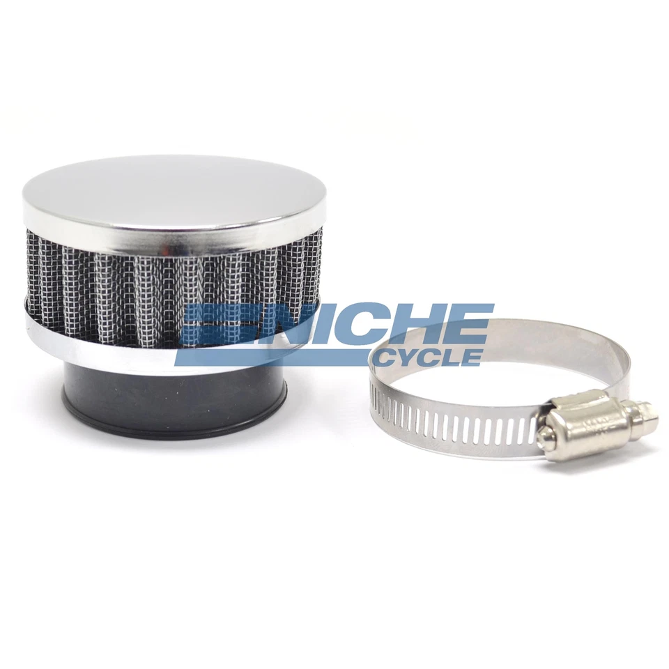 EMGO 3" Round Chrome Top Pod Flange Mount 38mm Air Filter - Image 1 of 1