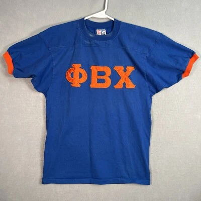 Vintage 80s Eagle USA Phi Beta Chi JLaw Jersey T Shirt Adult Medium Blue Mens - Image 1 of 4