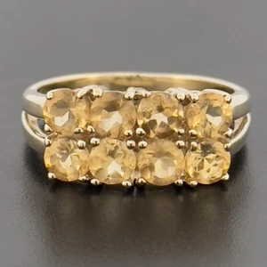 9ct Yellow Gold Citrine Cluster Ring Size N Hallmarked - Picture 1 of 7