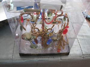 MULTI Gypsy Color 4 Lite Medium Chandelier-Multi colored stones with Beads-NIB - Picture 1 of 12