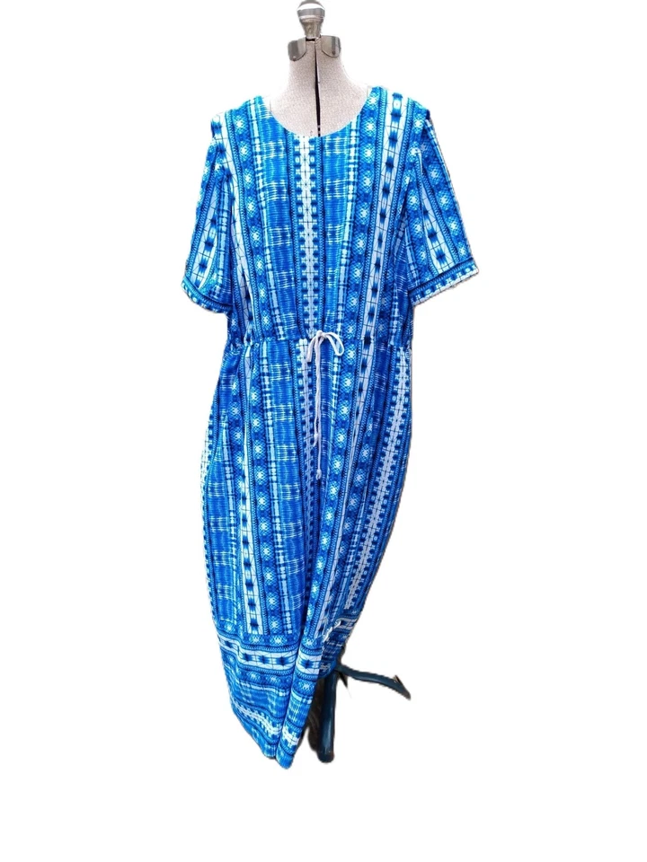 Amish Mennonite Cape Dress Plus Size 48"B 46"W Blue Stretchy - Image 1 of 4