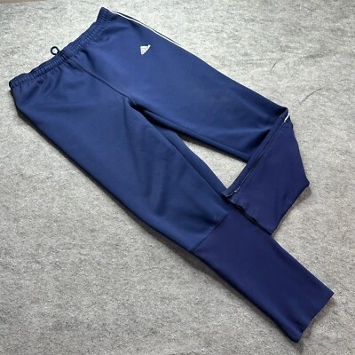 Adidas Track Pants Men L Blue White 30" Ankle Zip Tapered Regular Knit Tricot - Image 1 of 4