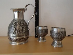 Pewter Wine Picther and Cups - Picture 1 of 3