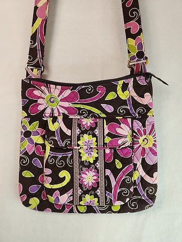 Borsa a tracolla Vera Bradley modello rosa fiore marrone ottime condizioni 724A109