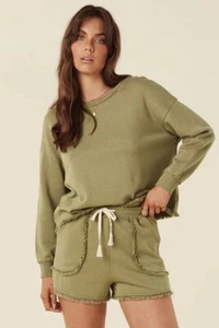 Spell & Gypsy On The Road Shorts L Army Green Khaki Mini Women’s Lounge NWT - Picture 1 of 6