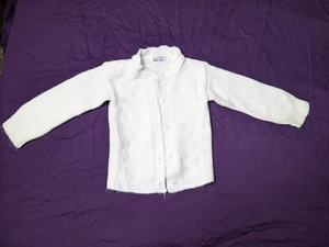Vintage Baby Sweater White Dupont [Orlon Acrylic Button Up Cardigan Doll Cloths - Picture 1 of 12