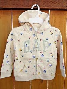 NEW Gap Hoodie Size 4T 5T Heart Sparkles  Multicolor Valentine Jacket Zip Cozy - Picture 1 of 11