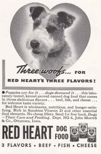 1938 Red Heart Dog Food: Three Woofs Vintage Print Ad - Picture 1 of 1