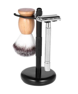 SOPORTE PARA AFEITADO SEGURIDAD AFEITADORA Y TEJÓN CEPILLO RACK CROMO SOPORTE NEGRO - Imagen 1 de 4