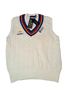 Polo Ralph Lauren US OPEN 2019 panna maglia cavo scollo a V NUOVA CON ETICHETTE DA UOMO RARA M - Foto 1 di 16