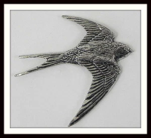 Quality Pewter Swallow Brooch Pin : Craftsman Quality - Picture 1 of 3