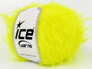 LOT OF 6 Ice MERINO FUR WORSTED Yarn #82833 NEON YELLOW Soft & Furry Eyelash - Picture 1 of 4