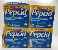 4PK Pepcid AC Max Strength 20mg ~ 25 Tablets Each ~ EXP 8/24 & 10/24 ~ SEALED!