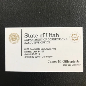 Vintage Business Card - Utah Dept. Of Corrections, Deputy Director - Picture 1 of 1