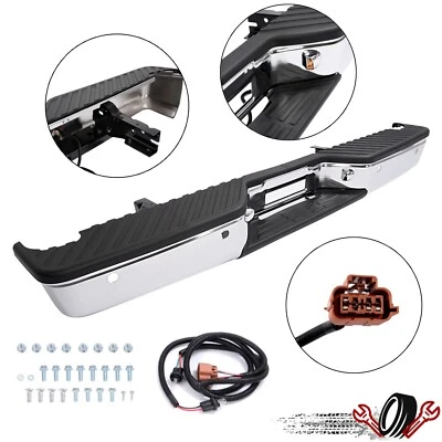 Chrome Step Bumper Assembly For Nissan Titan 04-2015 with Park Sensor Holes Rear - Image 1 of 4