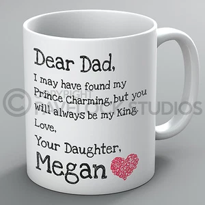 Taza Dear Dad My King Tazas Nombre Papá Día del Padre Hombres Él Amor Cumpleaños - Imagen 1 de 1