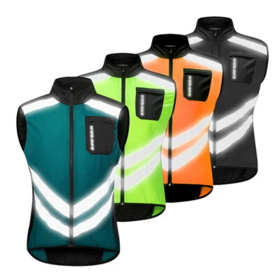 Mens Cycling Reflective Vest Windproof Motorcycle MTB Riding Bike Bicycle Gilet - Image 1 of 4