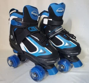 Mammy Gol Adjustable Roller Skates Black Blue Lighted Wheels Youth Med (13-2) - Picture 1 of 9