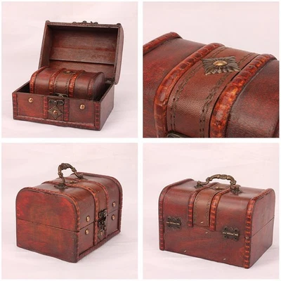  2 Pcs Jewlery Box Jewelry Treasure Wood Organizer Decorative Suitcase - Image 1 of 4