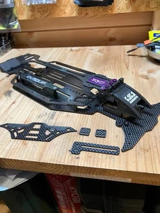 OUTCLIP LP Carbon Fiber Conversion Chassis for GRK Drift RC Rare With Aero Parts - Picture 1 of 9
