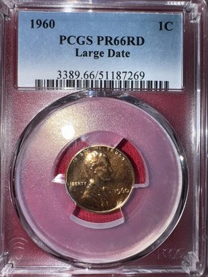 1960 1C PCGS PR66RD Large Date Lincoln Penny - Image 1 of 2