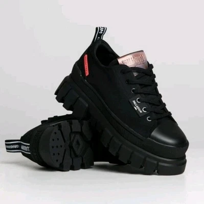 ZAPATILLA DEPORTIVA PALADIUM REVOLT LO TX PLATAFORMA TACÓN GRUESO NEGRA Talla 6.5 Grunge Lolita  Foto 1 de 4