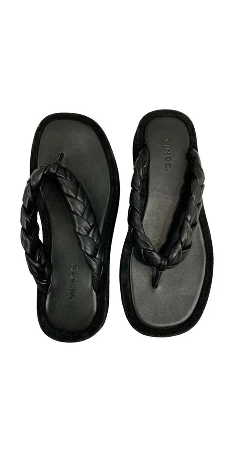 Chanclas Vince Nita Trenzadas de Cuero y Gamuza con Plataforma Talla 7 Foto 1 de 4