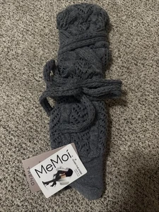 1 Paar MeMoi Overknee Strick Pointelle Socken grau Schleife Größe 9-11 $ 34 Beinwärmer - Bild 1 von 1