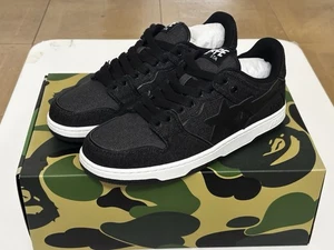 authentic a bathing ape bape sk8 sta denim black Mens US 9 new bape sta sneakers - Picture 1 of 13