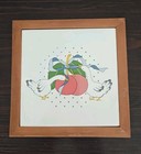 Tile Trivet Geese And Cherries, Vintage 1980s, Wall Hanging, 7" Sq