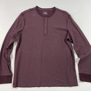 Untuckit Mens Textured Schrock Henley Shirt Long Sleeve Size Large Dark Purple - Picture 1 of 7