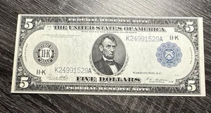 US 1914 $5 Federal Reserve Note Dallas District FRN FR 887a AU-UNC - Picture 1 of 21