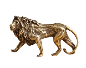 2 Pc Solid Brass Lion Statue Animal Statues Toys Ornaments Desktop Decorations* - Picture 1 of 1