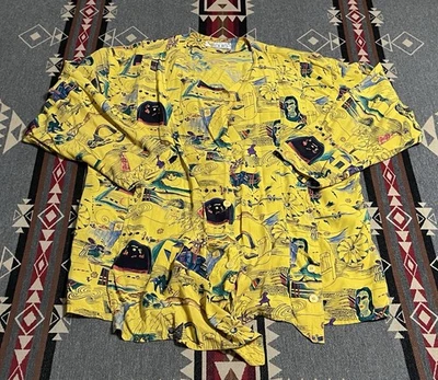 Laurel Escada Top Womens Size 38 US 6/8 Yellow Blouse Asymmetric Hem Vintage T46 - Image 1 of 4