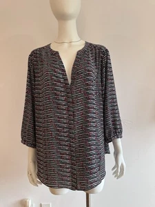 Blusa NYDJ Top Mujer Talla 1X Azul Manga 3/4 Rayas Corazones San Valentín Botón - Imagen 1 de 16