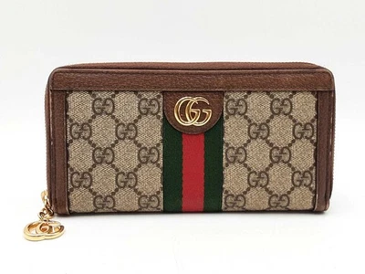 Cartera Gucci Ophidia con Cremallera en Gg Supreme Lona Recubierta y Cuero Marrón Fw1025ozxdu Foto 1 de 4