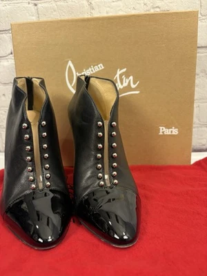 Christian Louboutin Preduboot Black Ankle Booties Boots 100 37.5 Extra Heel Stub - Image 1 of 4