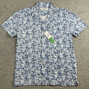 Report Collection Shirt Men Medium Blue Camp Hawaiian Tropical Sustainable NEW - Picture 1 of 8