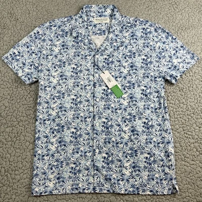 Report Collection Shirt Men Medium Blue Camp Hawaiian Tropical Sustainable NEW - Image 1 of 4