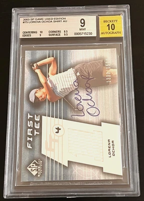 2003 SP GAME USED SHIRT LORENA OCHOA  #75 ROOKIE AUTO BGS 10 - 9 LOW POP H. O. F - Image 1 of 4