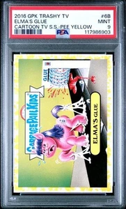 2016 Topps GARBAGE PAIL KIDS Trashy TV Cartoon ELMA'S GLUE Pee Yellow #6b PSA 9 - Picture 1 of 2