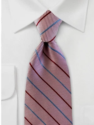 Brooks Brothers Makers Итальянский Шелковый Галстук Розовый Синий Красный Полосатый Стойкий к Пятнам - Изображение 1 из 4